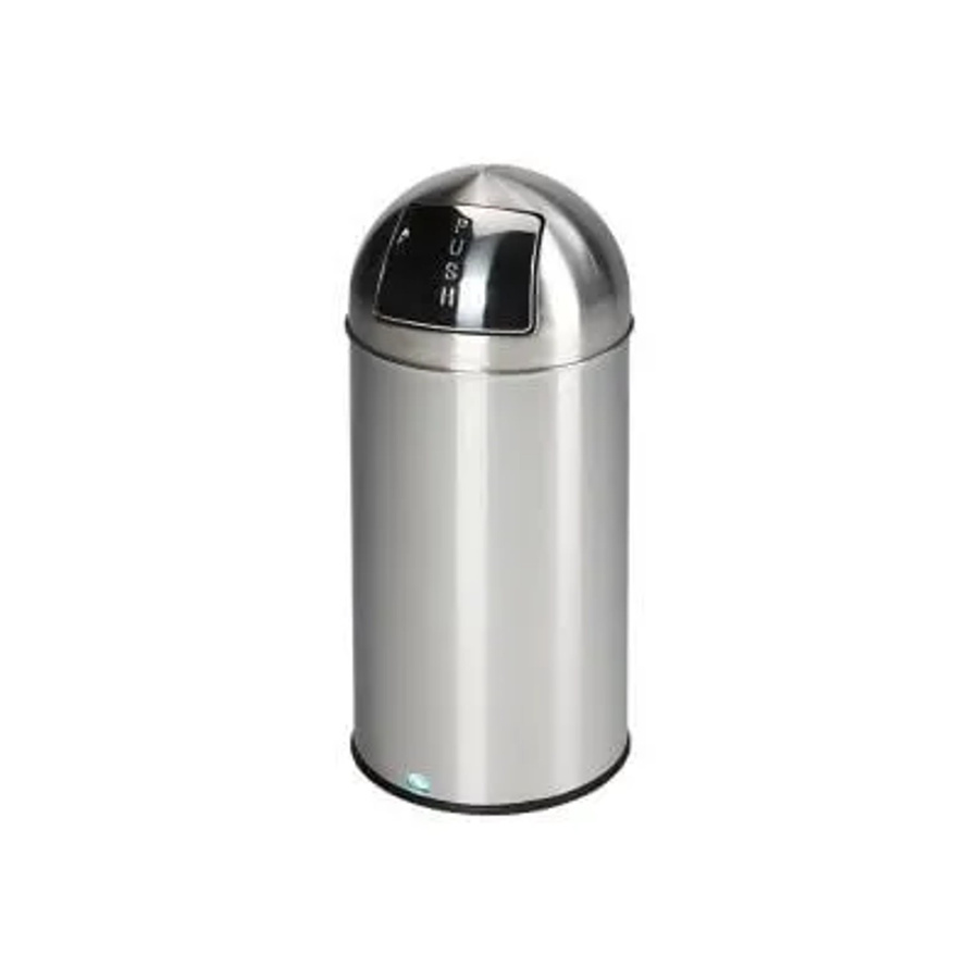 PROREGAL Klassischer Abfallsammler mit Einwurfklappe und Inneneinsatz, Silber Edelstahl Matt, H x B x T: 74 x 35 x 35 cm - Bild 2