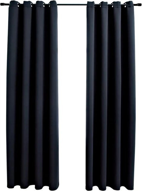 vidaXL Verdunkelungsvorhänge mit Metallösen, 2 Stück, Schwarz, Breite: 140 cm, Höhe: 245 cm - Bild 1