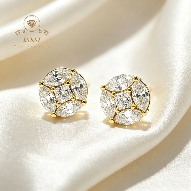 CHUNZHUANG Ohrstecker, 925 Silber, vergoldet 18k Gold, Moissanit, Damen - Bild 1