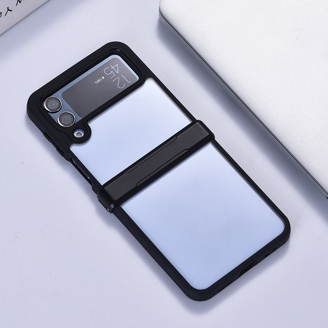 Samsung Galaxy Z Flip 4 Hülle in Schwarz, matt und stoßfest mit transparentem Scharnier und schützender Hartschale - Bild 1