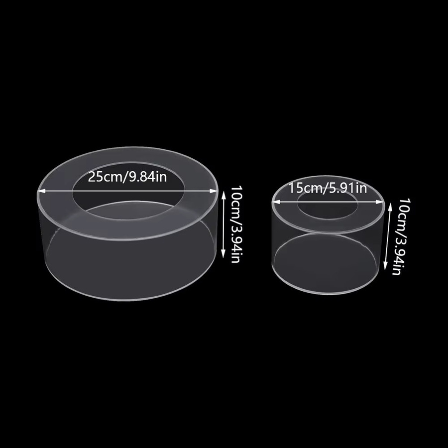Bymaocar Acryl-Kuchenständer Set, 2-teilig, transparent, runde Kuchentellerhalter für Dessert und Tischdekoration, Durchmesser: 15,24 cm und 25,4 cm - Bild 3