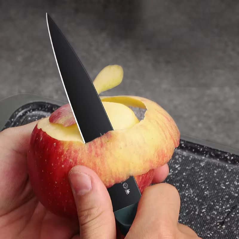 PTIEB Obstmesser-Set aus Edelstahl in Schwarz, scharfes Mehrzweck-Küchenmesser zum Schneiden von Obst - Bild 3