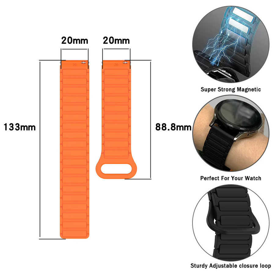 Amazfit Uhrenarmband Silikon, Magnetband, Schwarz, 20 mm/22 mm - Bild 3