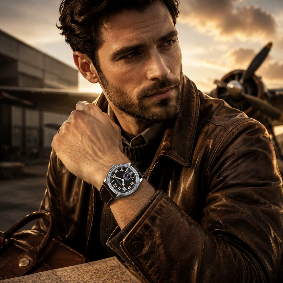 Hruodland Armbanduhr Automatik, Edelstahl, 38 mm, Herren, Schwarz - Bild 6