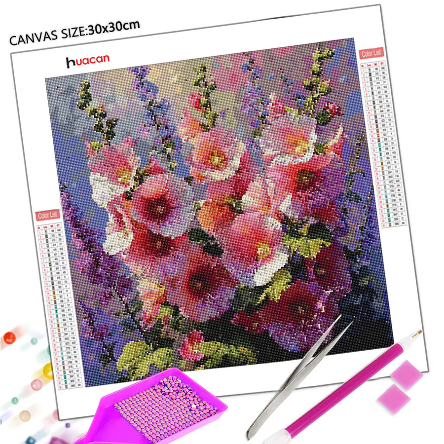 Huacan 5D-Diamantgemälde Blume zum Selbermachen, florale Diamant-Stickerei in Multicolour, rund - Bild 2
