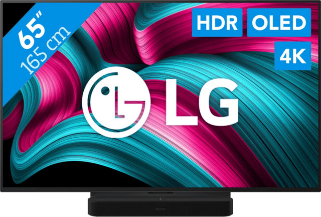 LG 65 Zoll OLED evo C5 4K UHD Fernseher in Schwarz und Sonos Beam Gen. 2 Soundbar Set - Bild 1