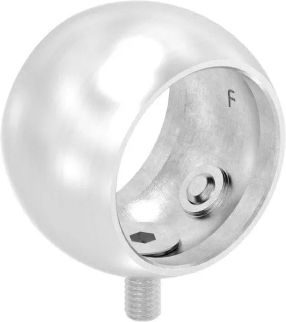 FeNau Kugelring Handlaufhalter aus V4A Edelstahl in Silber für Rohr Ø 33,7 mm und 45 mm - Bild 1