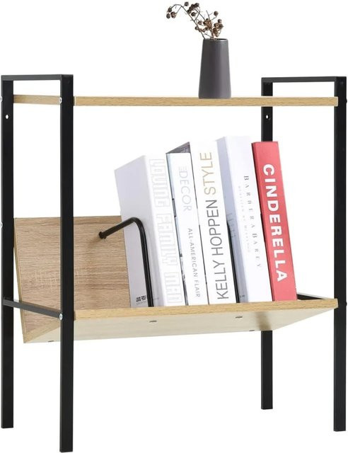 vidaXL Bücherregal im Industrial Design aus Holz und Metall, Schwarz und Braun, B/T/H: 52 x 28 x 59 cm - Bild 1