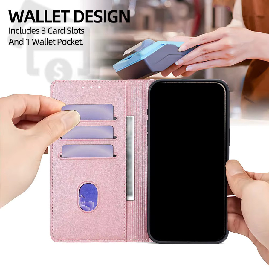 Samsung Handyhülle aus Leder mit Libellen-Blumenmuster in Grau für Galaxy S25 Ultra, S25 FE, S24, S23, S22 Plus, Flip und Galaxy A-Serie - Bild 4