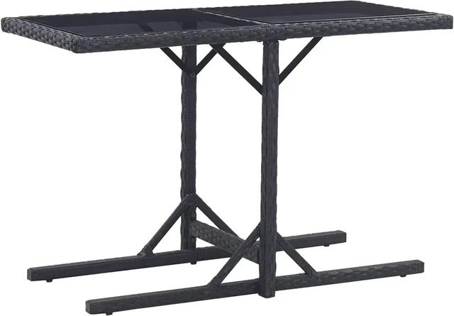 vidaXL Gartentisch aus Poly Rattan und Glas in Schwarz, B/T/H: 110 x 53 x 72 cm - Bild 1
