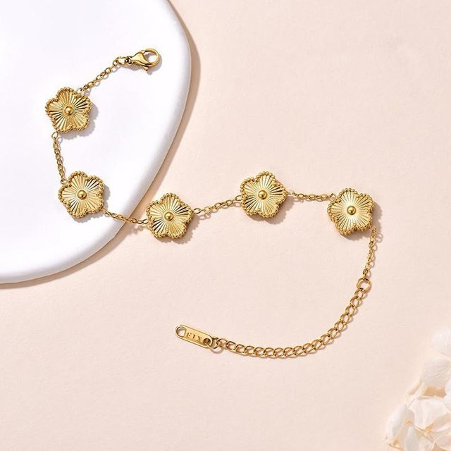 Lucky Star Jewelry Armband, Edelstahl, Gold, Damen, Blumen - Bild 1