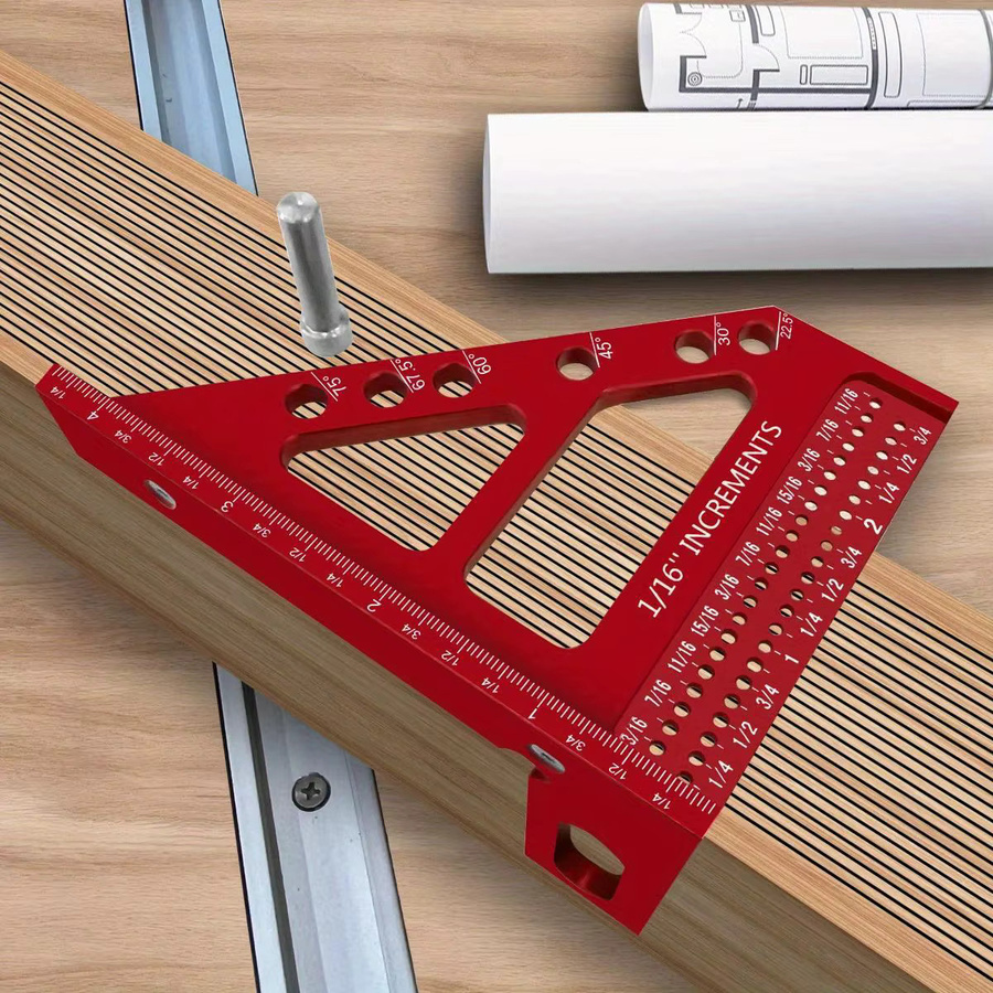 Wnew 3D-Mehrwinkel-Messlineal als quadratischer Winkelmesser für die Holzbearbeitung in Schwarz und Rot - Bild 3