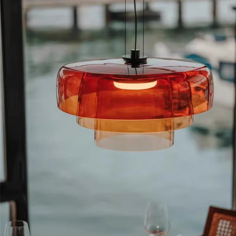 YANKE Nordic LED Glas Anhänger Lichter in Bunt im Industriestil mit E27 Fassung für Wohnzimmer und Esszimmer - Bild 2