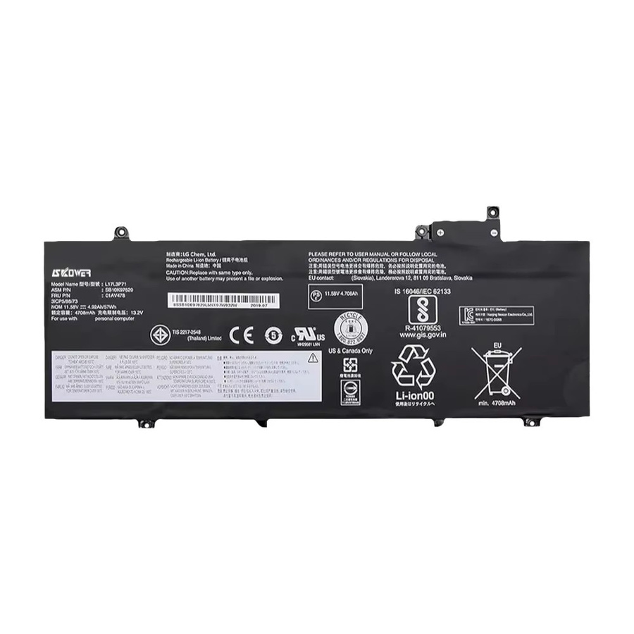 SKOWER Laptop-Akku 57Wh Schwarz für Lenovo ThinkPad T480s (Modelle: 01AV478, 01AV479, 01AV480, L17L3P71, L17M3P71, L17M3P72, SB10K97620, SB10K97621) - Bild 6