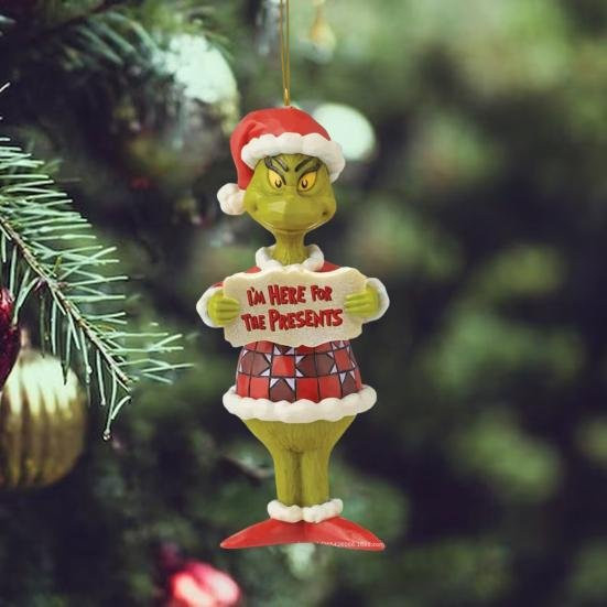 2er-Set Houspace Weihnachtsornamente aus grünem Pelz und Acryl als Elf-Puppen-Anhänger zur festlichen Dekoration - Bild 1