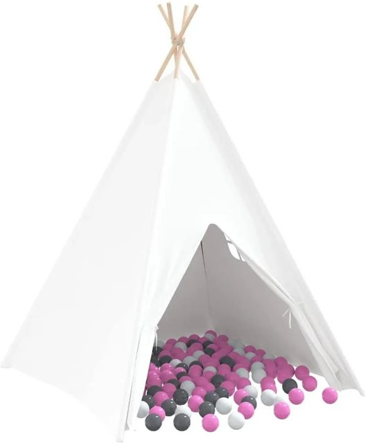vidaXL Teepee Zelt Weiß, Stoff und Plastik - Bild 1