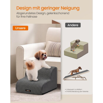 FEANDREA Hundetreppe mit 4 Stufen aus Schaumstoff in Dunkelgrau mit rutschfester Oberfläche und abnehmbarem Bezug - Bild 2