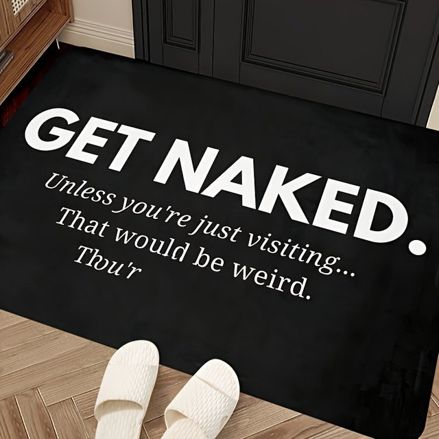 VIKAMA GET NAKED Fußmatte, rutschfest und wasserabsorbierend, modern grafisches Design, B/T: 60 x 40 cm, Schwarz-Weiß - Bild 1