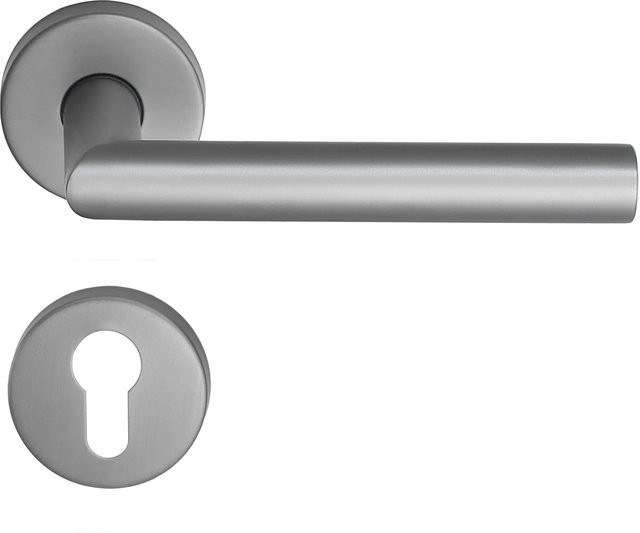 MeinTürgriff Drückergarnitur Toulouse in Samtgrau und Edelstahl mit PZ-Funktion, B/H: 160 x 160 mm - Bild 1