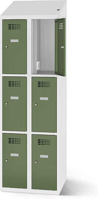 rotstahl Fächerschrank mit Ladefunktion und 6 Fächern in Hellgrün, B/H: 60 x 200 cm - Bild 1