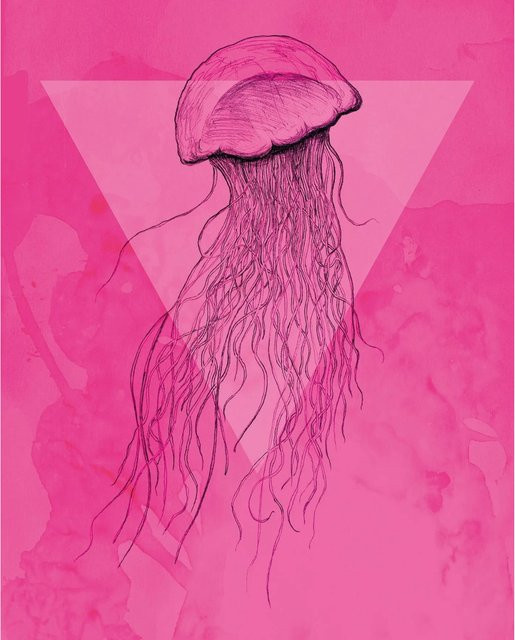 Komar Wandbild Jellyfish in Pink, Paper Poster aus Qualitätsvlies, Breite: 40 cm, Höhe: 50 cm - Bild 1