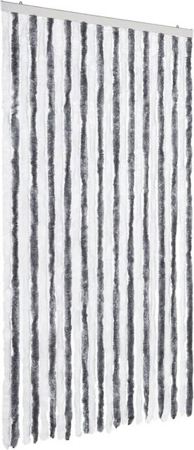 vidaXL Fliegenvorhang aus Chenille in Grau und Weiß, gestreift, thermoisolierend und schalldämmend, Breite: 100 cm, Höhe: 200 cm - Bild 1