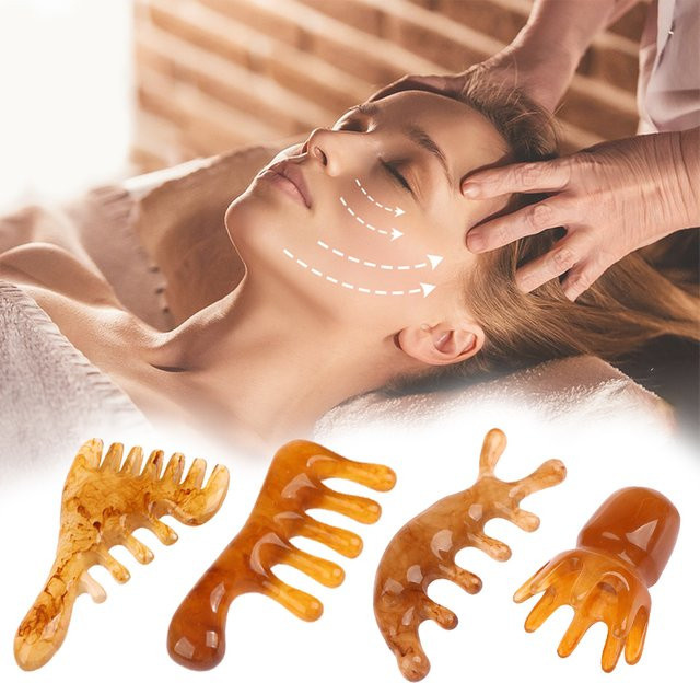 Naturharz Horn Taschenkamm Breitzahn, Kopfhaut Massagebürste, Unisex - Bild 1