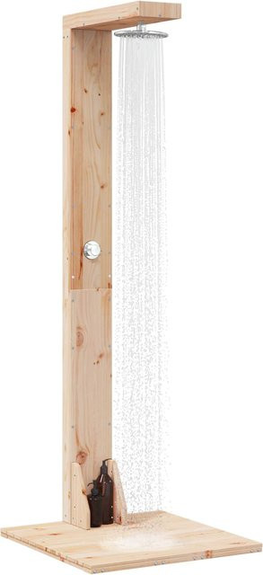 Yiwydaa Außendusche aus Massivholz Kiefer und Edelstahl in Natur Braun, Höhe: 210 cm - Bild 1