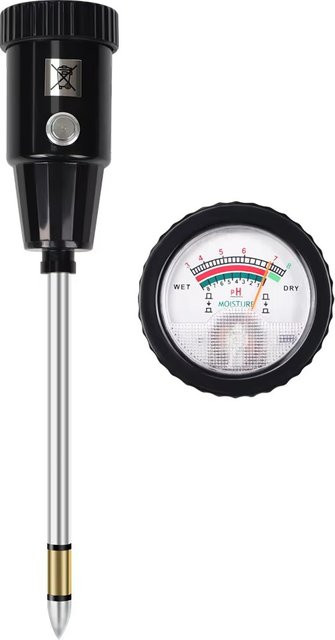 JUANJUAN Boden-Tester für pH-Wert und Feuchtigkeit mit 155 mm Metallsonde in Schwarz - Bild 1