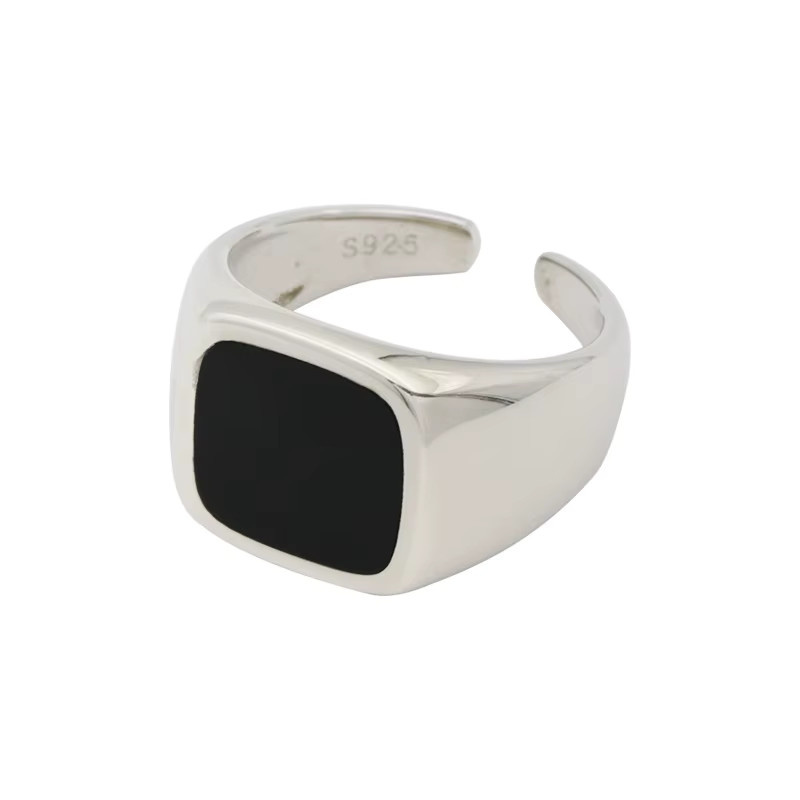 xiyanike Ring, quadratisch, schwarz, silberfarben - Bild 4