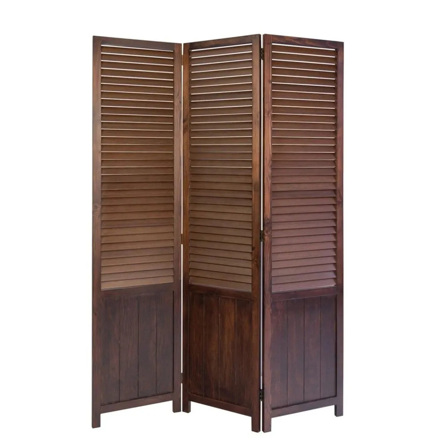 Homestyle4u 3-tlg. Paravent in Braun mit Lamellenoptik aus Holz, Breite: 120 cm, Höhe: 170 cm - Bild 2