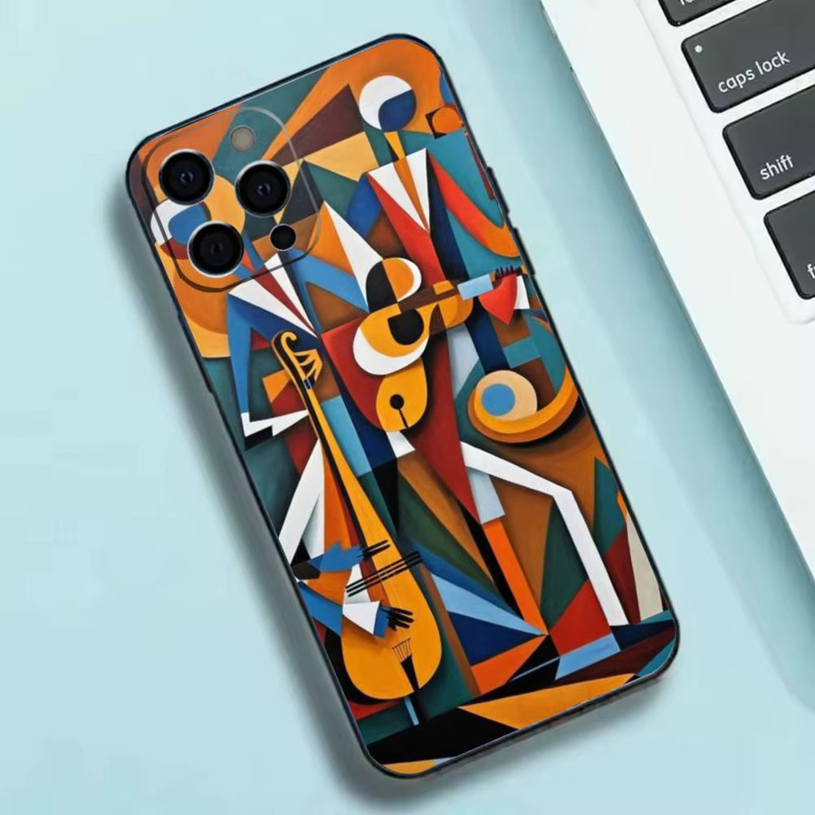 Handyhülle aus weichem Silikon mit Picasso abstrakter Kunst Malerei in Multicolor für iPhone 17 16 15 14 13 12 11 Pro Max Plus XR - Bild 2
