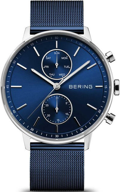 Bering Herrenuhr, Quarz, Edelstahl, Blau, 42 mm, 3 ATM - Bild 1