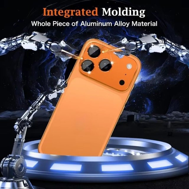 Metall-Hartglas-Objektivschutz in Orange für iPhone 17 Pro und iPhone 17 Pro Max, kratzfester HD Vollabdeckung-Rückkamera-Schutzfilm - Bild 1