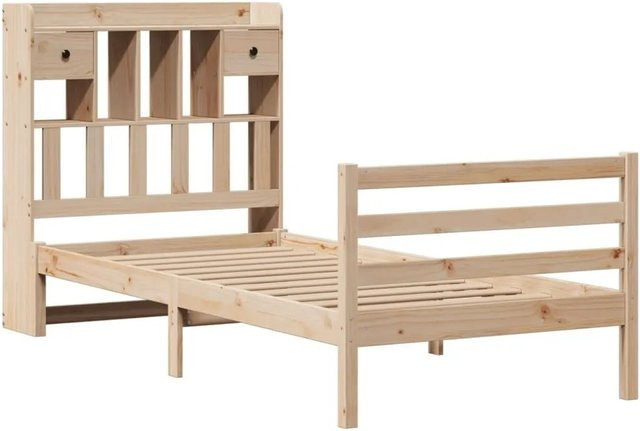 vidaXL Massivholzbett aus Kiefernholz mit Regalfächern in Braun, B/T/H: 100 x 200 x 110 cm - Bild 1