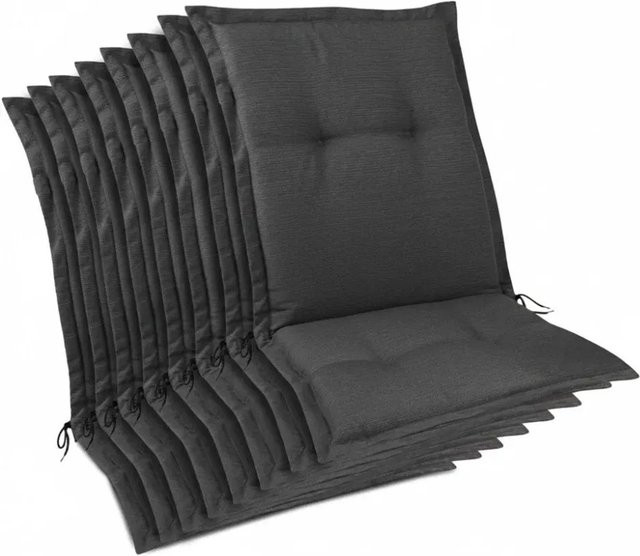 Beautissu 8er Set Premium Gartenstuhlauflage Niedriglehner aus Polyester und Polyurethan, Farbe: Anthrazit, B/T/H: 105 x 50 x 7 cm - Bild 1