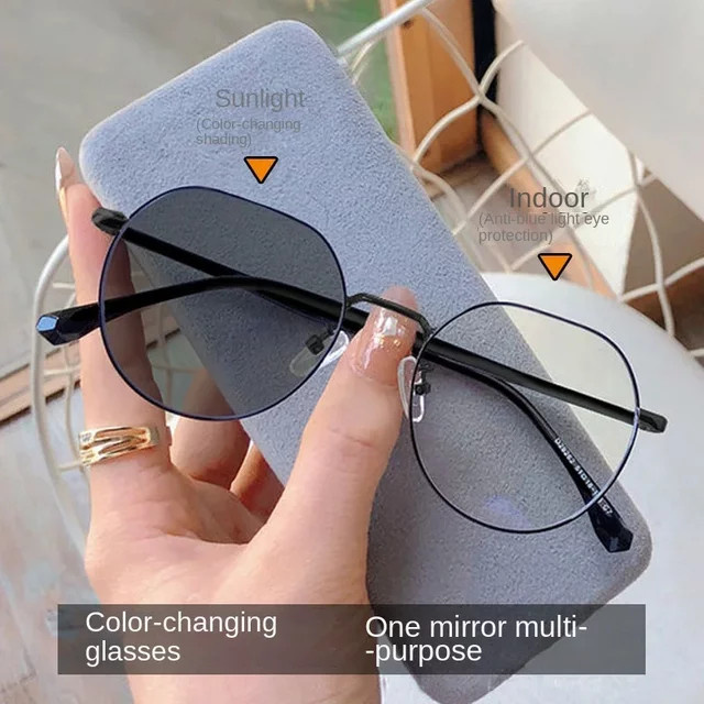 Rexxar Korrektionsbrille, Retro, Rund, Vollrand, Metall, Schwarz, Damen, Blaulichtfilter - Bild 1
