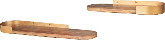 riess-ambiente Wandregal PURE NATURE 2er Set aus massivem Mangoholz und Metall in Gold, Breite: 60 cm - Bild 1