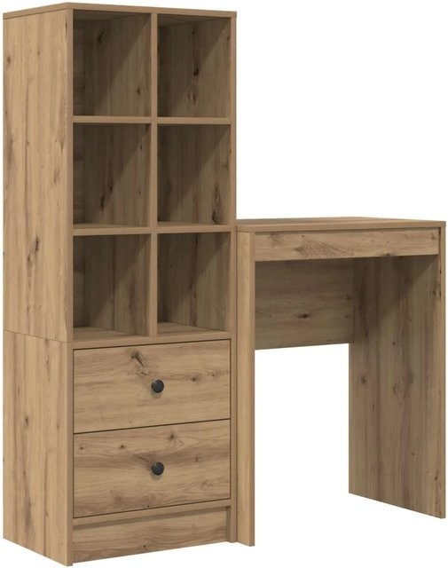vidaXL Schreibtisch und Hochboard Set in Artisan-Eiche, 2-teiliges Büro-Set in Braun - Bild 1