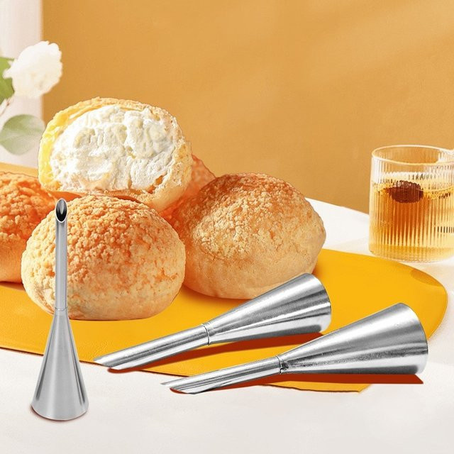 Edelstahl Spritzbeutel Set mit Spritzdüsen in Silber für Gebäck und Creme-Verzierungen - Bild 1
