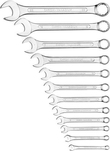 Connex Gabel-Ringschlüssel-Satz aus Stahl, 12-teilig, silberfarben - Bild 1