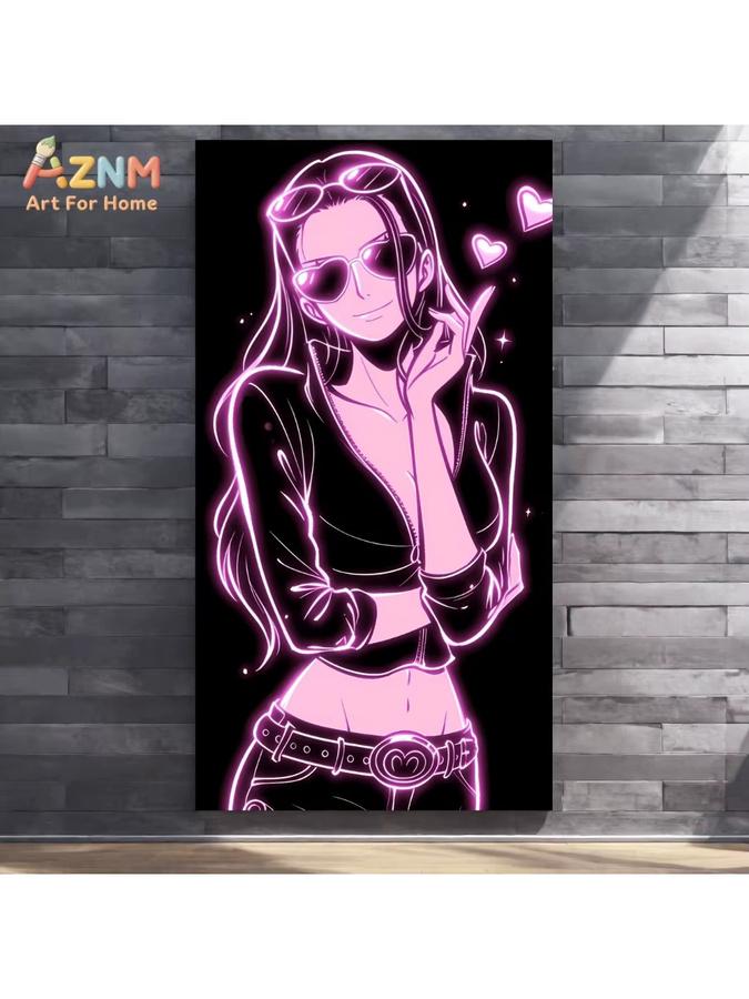 Kayou One Piece Nico Robin Pink Neon Leinwand-Wandkunst Anime-Druck ungerahmt - Bild 3