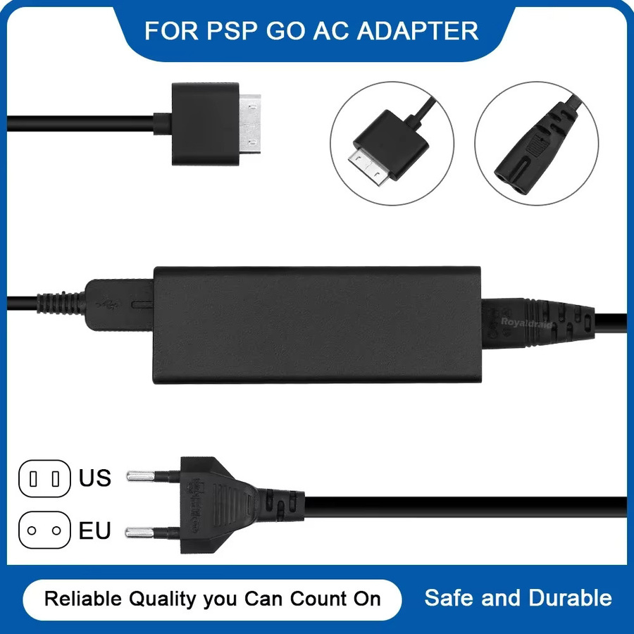 HeroAngel USB-Ladegerät und Datenkabel für PSP GO, 5V AC-Adapter mit EU-Stecker, Schwarz - Bild 3