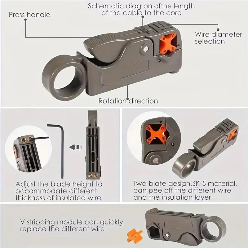 JETTING Automatische Abisolierzange für Kabel und Koaxialkabel als Abisolierwerkzeug und Kabelschneider in Grau - Bild 5