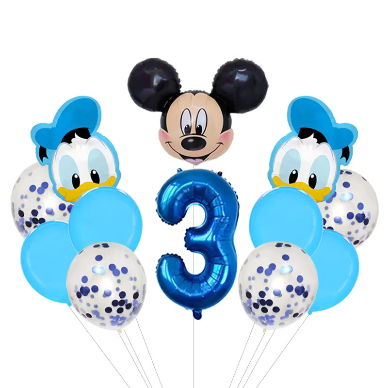 Disney Donald Duck Themen-Ballonset für deine Party-Dekoration in Blau mit Punktmuster - Bild 1