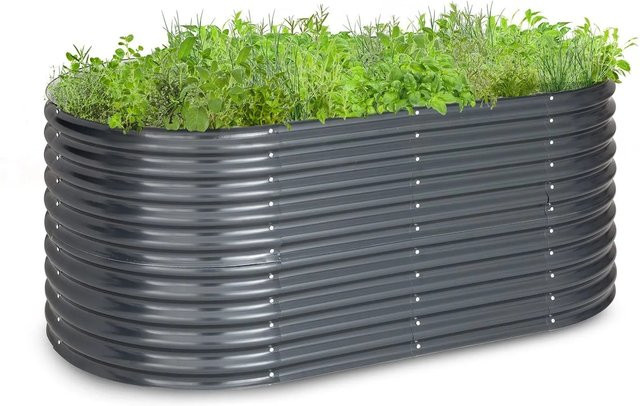 Blumfeldt High Grow Hochbeet aus Stahl-Wellblech in Anthrazit, B/T/H: 200 x 80 x 100 cm - Bild 1
