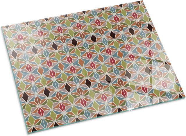 Tulup Kamin Glasplatte mit polygonalem Muster in Braun, B/T: 80 x 60 cm - Bild 1