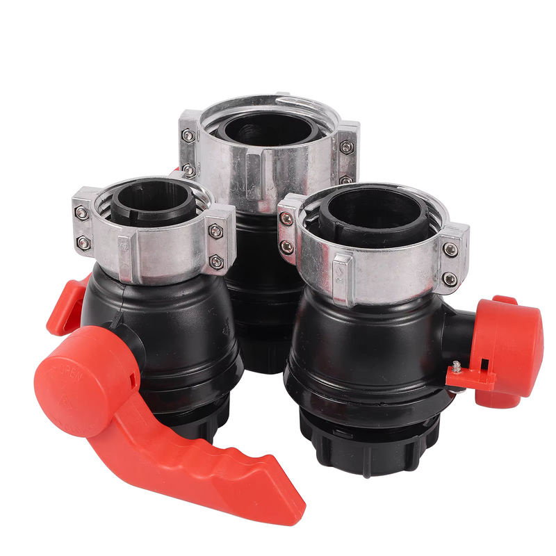 Adhere To Fly Kugelhahn mit 60 mm Gewinde und Stützadapter für IBC-Tank Auslassventil - Bild 2