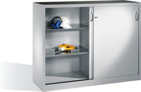 C+P Schiebetürenschrank Acurado in Lichtgrau mit Regalböden und Schloss, H x B x T: 120 x 160 x 40 cm - Bild 1