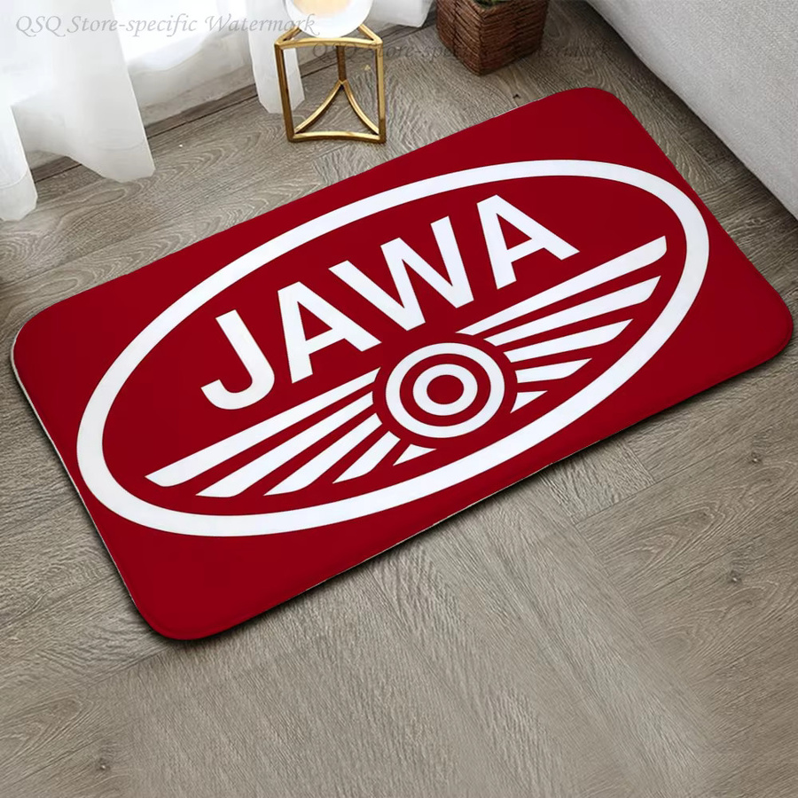JAWAs Vintage Motorrad Teppich, handgetuft, rutschfest, rot, rechteckig - Bild 2